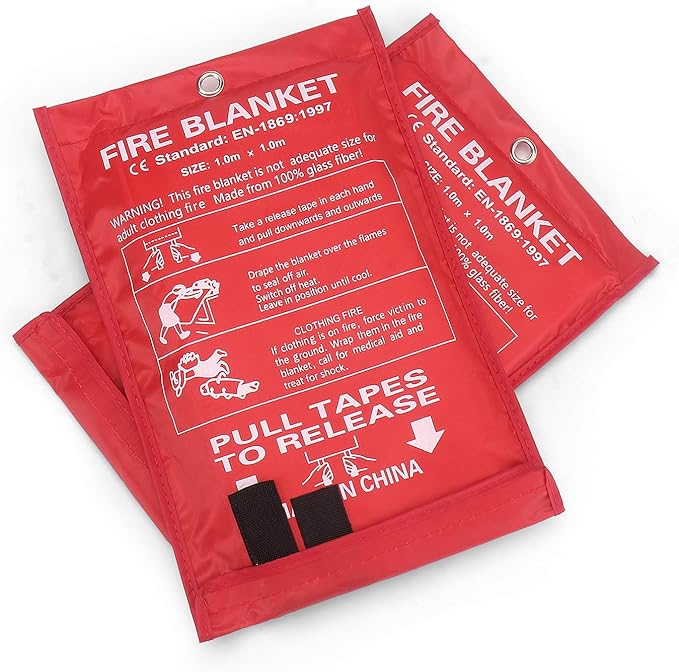 Emergency Fire Blanket - 4 Pack, Fire Suppression Blanket for Home and Kitchen, 40??x 40?? Fiberglass Fire Blanket (4)