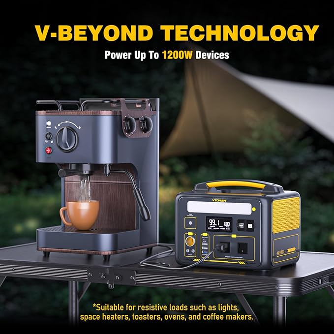VTOMAN Jump 600X 600W Portable Power Station with 640Wh Extra Batteryï¼?39Wh Solar Generator LiFePO4 Battery, 1200W AC Outlet, PD 60W USB-C, 3x Regulated 12V/10A DC for Camping, Off-grid, Home Backup