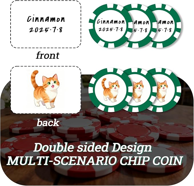 12 Grams Perfessional Customized Clay Poker Chips 30-500 PCS Personalized Casino Chips with Logo & Design 40MM Custom Casino Chips Custom Golf Ball Makers Chips(D)