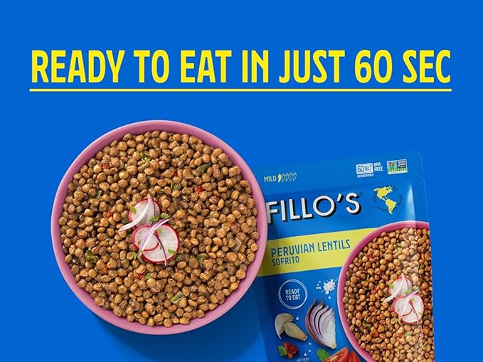 Fillo's Ready to Eat Beans Variety Pack | Black Beans, Lentils, & Pink Beans | Gluten-Free, Preservative-Free, Microwavable Meals, Non-GMO, Vegan, Plant Protein, 10 oz Pk of 6