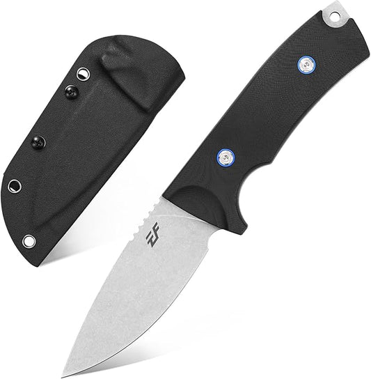 Eafengrow EF133 Fixed Blade Knife, DC53 Steel Blade,Two Tone G10 Handle Full Tang Compact Tough EDC Straight Knifes for Outdoor Working Camping Hiking(Black)
