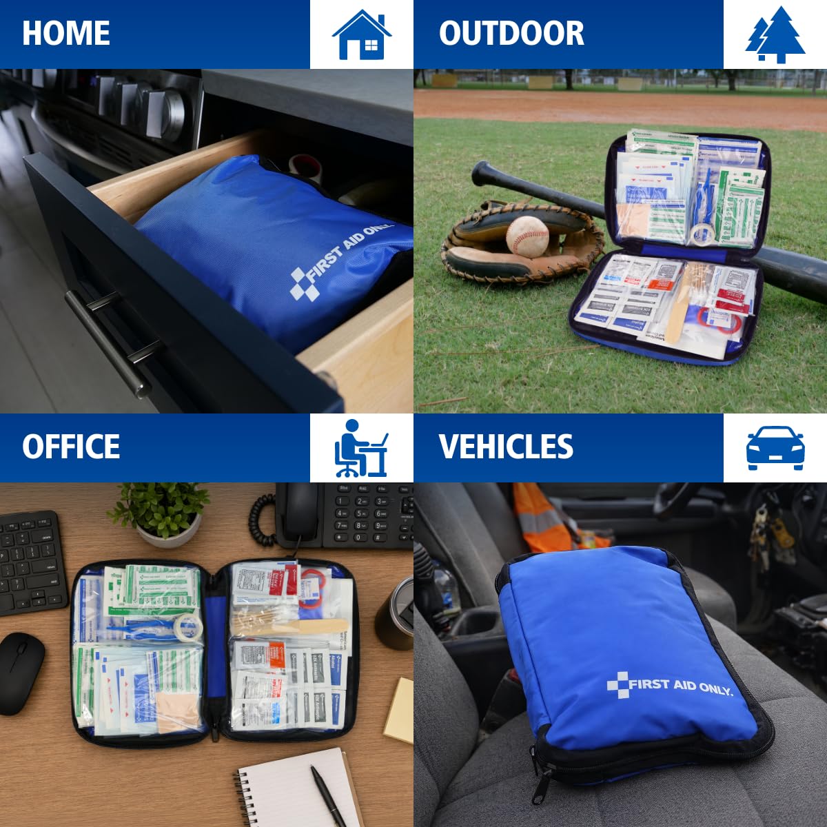 First Aid Only 298 Piece All-Purpose Emergency First Aid Kit for Home, Office, Car, Apartment