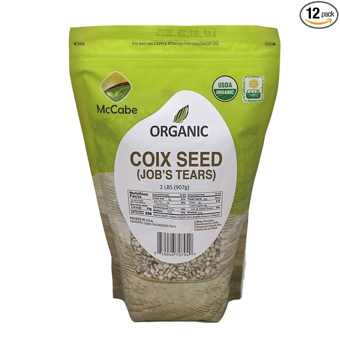 McCabe Organic Coix Seed - Job's Tears 2 Lbs| High Protein and Fiber | USDA and CCOF Certified | Packed in USA