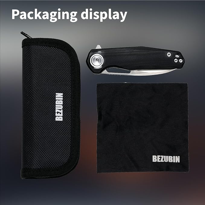 Pocket Folding Knife,3.15" D2 Steel Blade,Black G10 Handle,Push Button Lever Lock,Pocket Knife with Pocket Clip for Outdoor,Survival,EDC