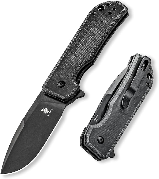 Kizer Nice Guy Pocket Folding Knife, 2.84" Nitro V Blade, Lightweight Sharp Camping and Hiking Knife, Comfort Micarta Handle, Liner Lock Flipper Knife V3011A3