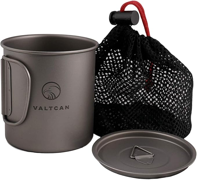 Valtcan 450ml Titanium Camping Cup with Tight Lid 15.2oz or 1.9 Cups Capacity