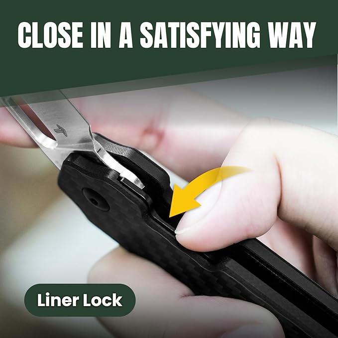 Kizer Varatas Pocket Knife, 3.24” Nitro V G10 Carbon Fiber Handle Folding Knife, EDC Knife for Men Women, Liner Lock Camping Folding Knife with Pocket Clip, Survival Hunting knives V3637A2