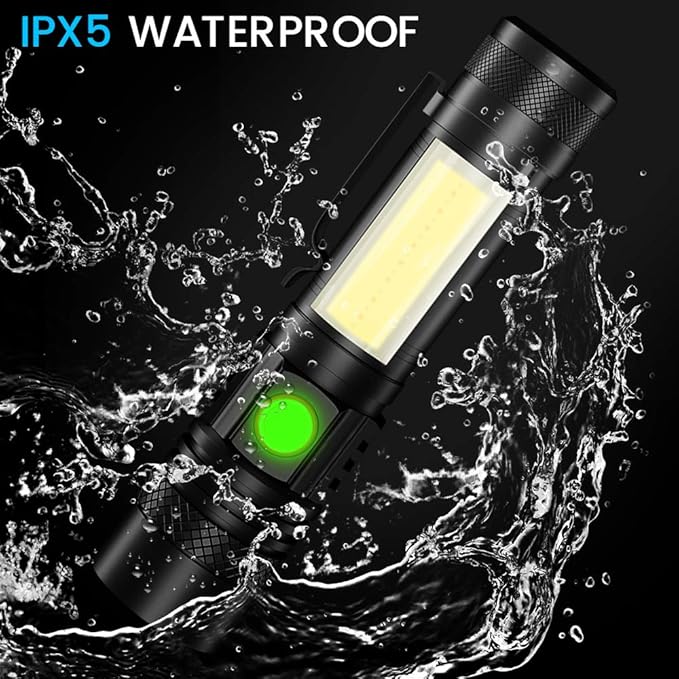 Rechargeable Flashlight, Magnetic LED Flashlight ?�Battery Not Included?‘with COB Work Light, Pocket Tactical Flashlights with 6 Modes,1000 Lumens Super Bright,Waterproof,Zoomable,for Camping,Emergency