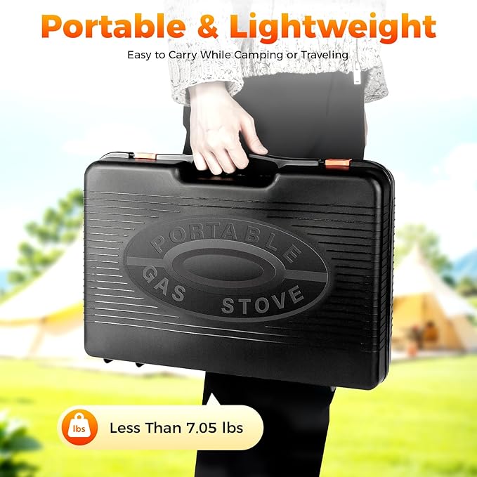 Portable Gas Grill Butane Stove,Portable Camping Grill Gas Stove,Butane Gas Stove,Free Standing BBQ Grill with Grilling Net Carry Case for Camping Traveling Outdoor Cooking
