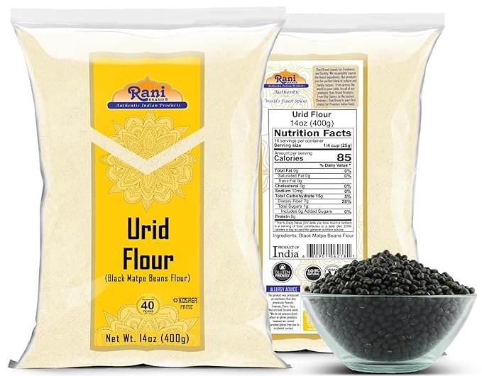 Rani Urid/Urad Flour (Black Matpe Beans Flour) 14oz (400g) ~ All Natural | Vegan | Gluten Friendly | NON-GMO | Kosher | Indian Origin