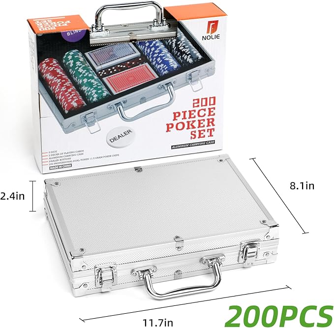 NOLIE Casino Poker Chip Set 200 300 PCS with Aluminum Case for Gambling(11.5 Gram)