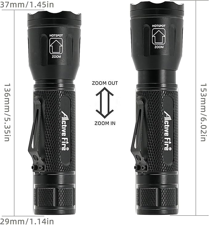 4 in 1 Multicolor Tactical Flashlight, Can Zoom White Blue Green Red Light, RGB Waterproof Handheld Torch with Clip, Suitable for Night Hunting Light, Fishing, Camping Hiking