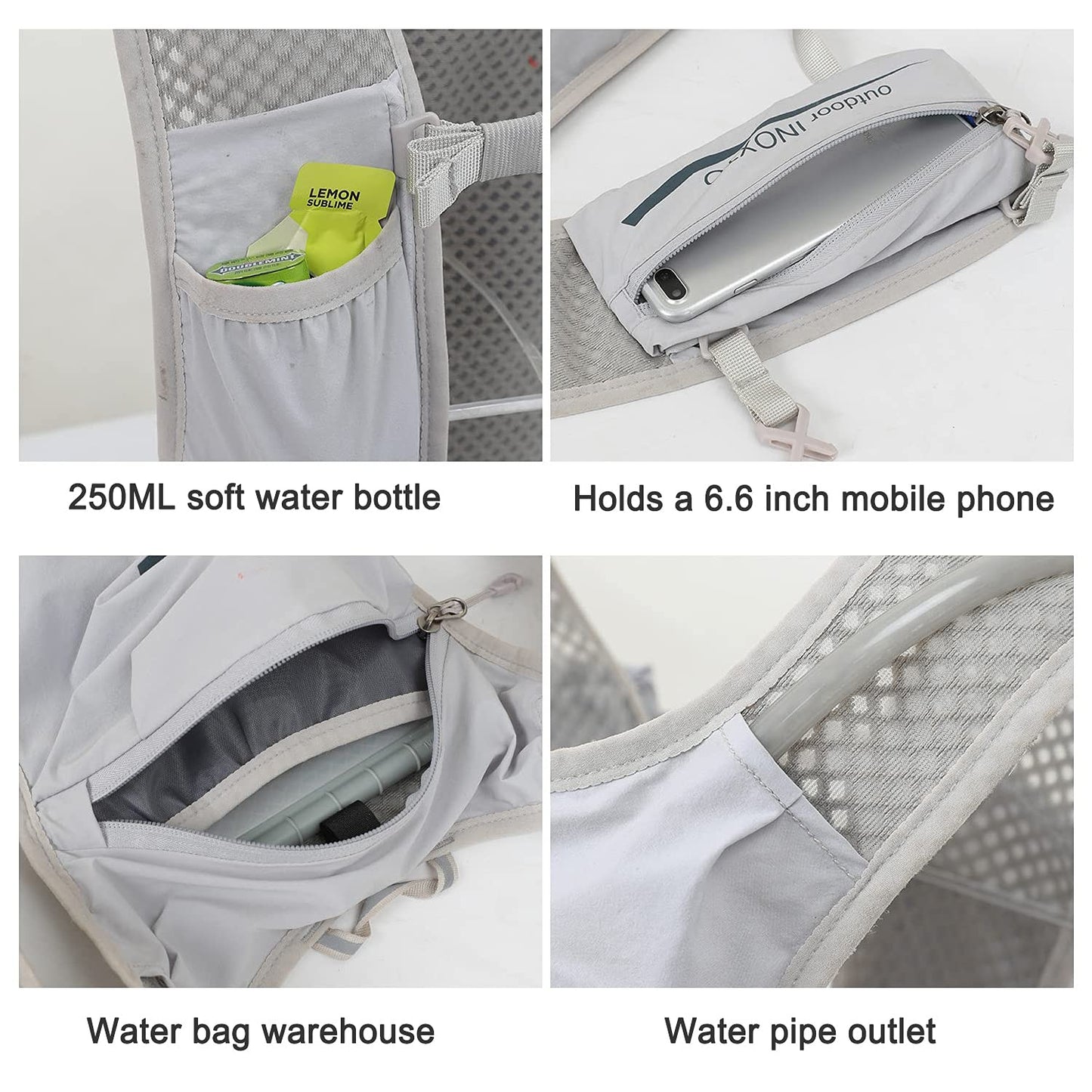 INOXTO Running Hydration Vest Backpack,Lightweight Insulated Pack with 1.5L Water Bladder Bag