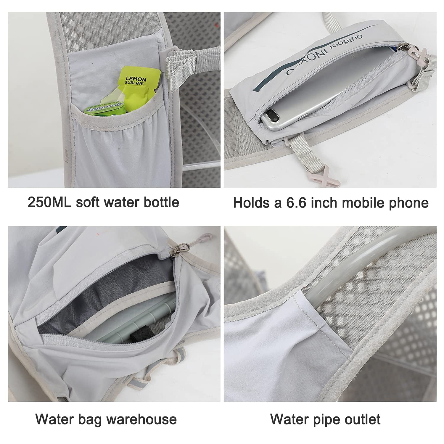 INOXTO Running Hydration Vest Backpack,Lightweight Insulated Pack with 1.5L Water Bladder Bag