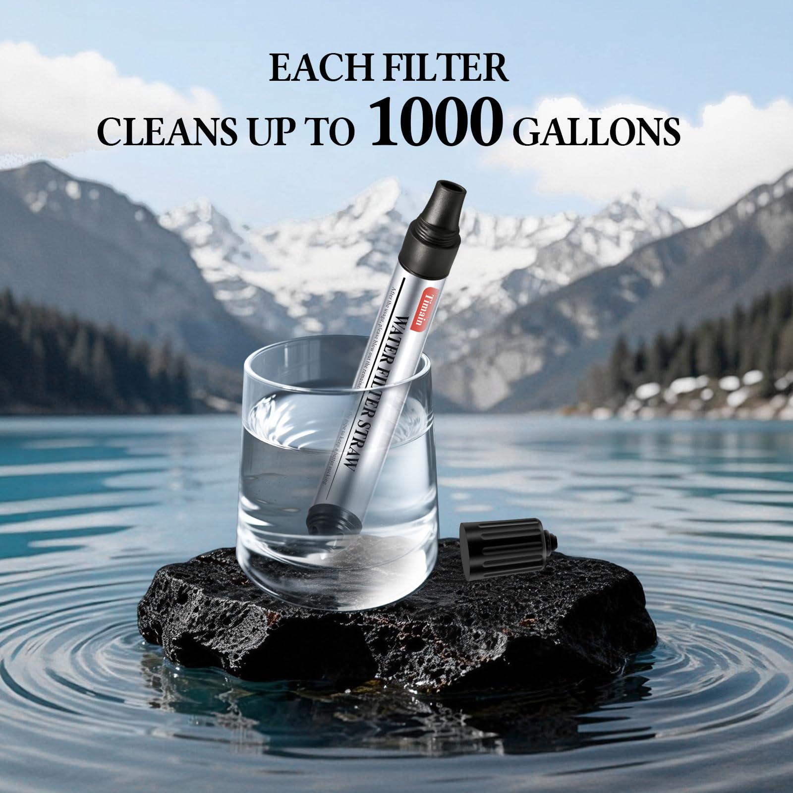 Timain 6 Pack Mini Water Filter Straws,Water Purifier Survival for Emergency Preparedness,Break