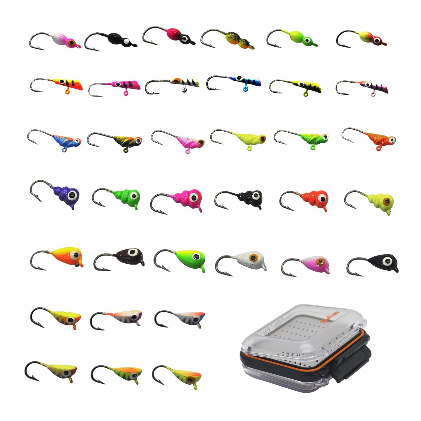 Alichino Ice Fishing Jig Set Ice Fishing Lures for Panfish Crappie, Ice Jig Head Hook Set (Lead ice