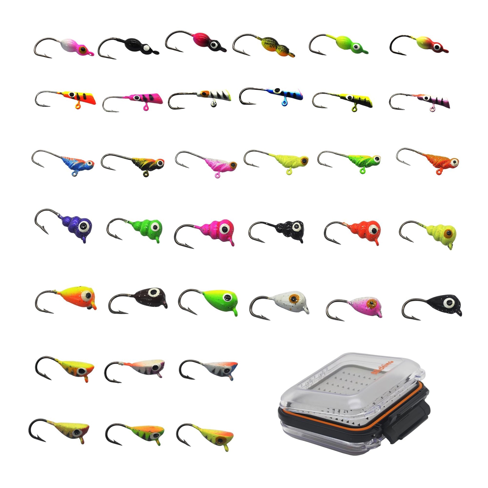 Alichino Ice Fishing Jig Set Ice Fishing Lures for Panfish Crappie, Ice Jig Head Hook Set (Lead ice