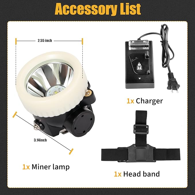 Mining Headlight Rechargeable Cap Lamp, 7 LEDs Super Bright Explosion Proof Hard Hat Light, Coon Hunting Flashlight for Mining, Camping, Fishing, Hiking, Outdoor Adventure Safety Lighting