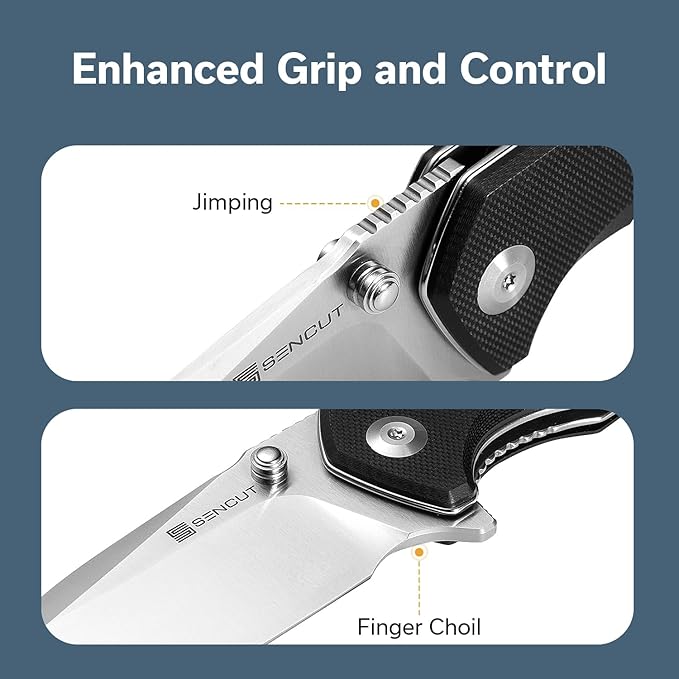 SENCUT Skarnax Pocket Knife for Men, Folding Knife with 3.79" 9Cr18MoV Blade & G10 Handle, Lightweight Everyday Carry, Camping, Hunting, Outdoor (Black)