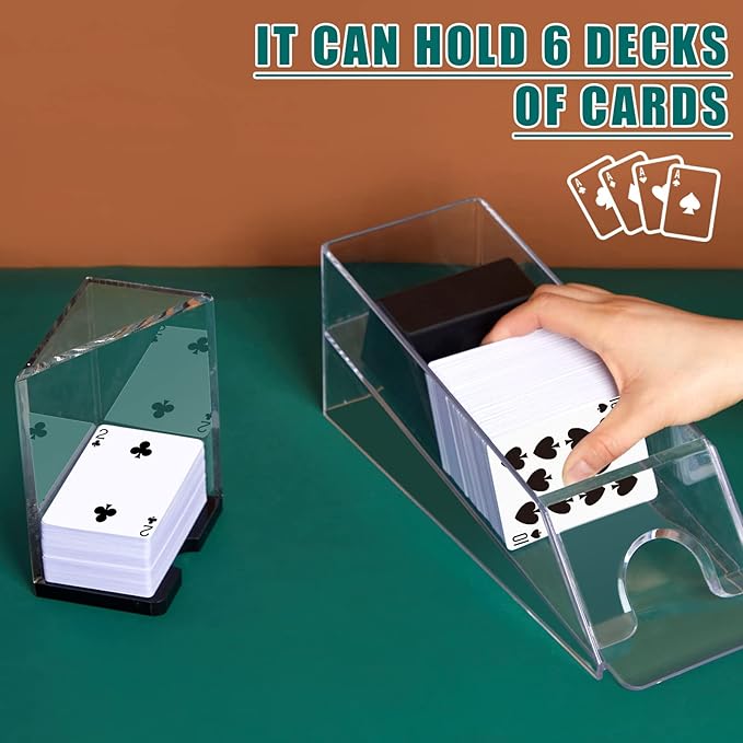 Aoriher Blackjack Game Combo Set Including Blackjack 6 Deck Automatic Card Shuffler 6 Shoe and 6 Tray for 10 Cut Cards for Casino, Party Night