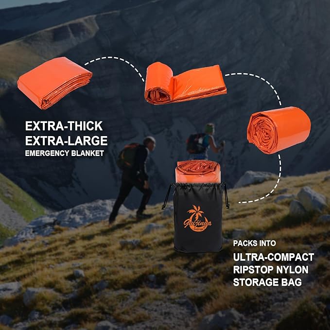 Emergency Blankets for Survival, 2-Pack/4-Pack Space Blankets, Gigantic & Extremely Thick Survival Blanket, Suitable for Outdoor Survival, Camping, and Hiking