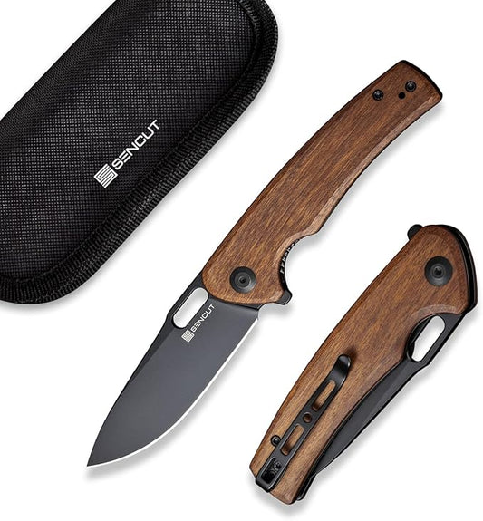 SENCUT Pocket Knife for Men, Vesperon Folding Knives for EDC, 3.35" Blade Wood Handle, Liner Lock, Liner Lock knives for Outdoor Indoor S20065-4 (Wood)