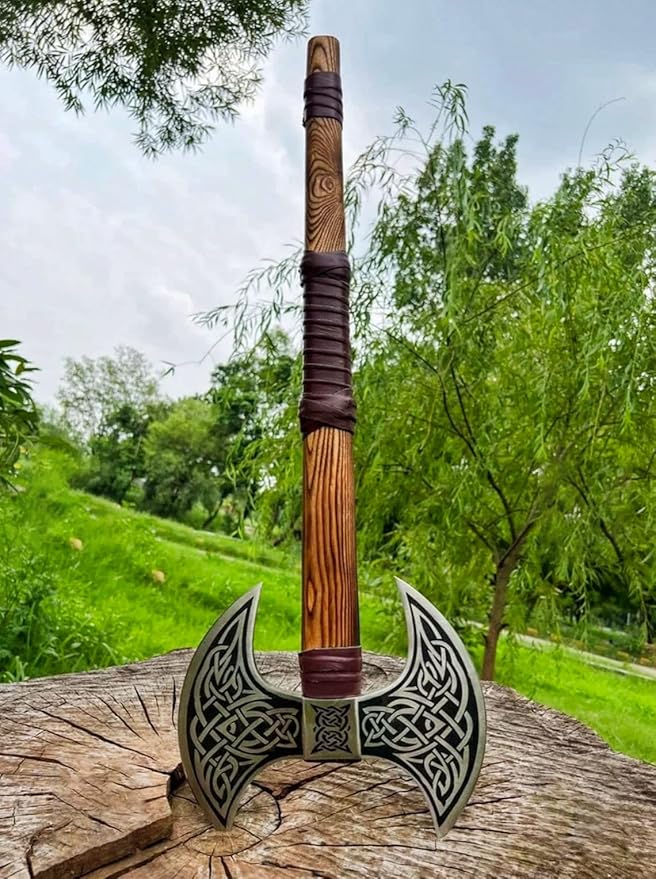 Dark WARRIOR Handmade Double Head Berserker Axe, Large Norse Double Blade, Hand Forged Steel, Forest Hewing Broad Hunting Dane