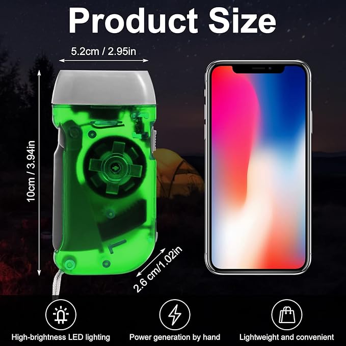 Treela 36 Pcs Hand Crank Flashlights Operation Christmas Bulk Items Squeeze Flashlight No Battery Required Torchlight 3 Powered Charging for Emergency(Yellow, Green, Blue, Red)