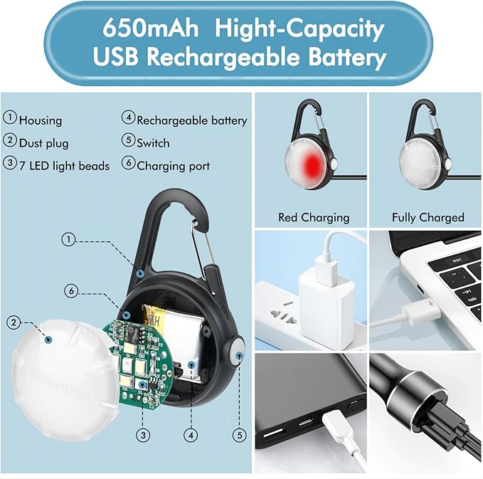 4 Modes Dog Collar Lightï¼? Packs IP68 Waterproof Dog Lights for Night Walking, USB Rechargeable Pet LED for Nighttime Clip on (Black)