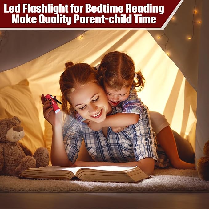 VIHOSE 12 Pcs Mini Flashlights Bulk, Bright Aluminum Handheld Flash Lights with Lanyard, Small LED Flashlights for Kids Night Reading Emergency Hurricane Camping Hiking Party Favors(Red)