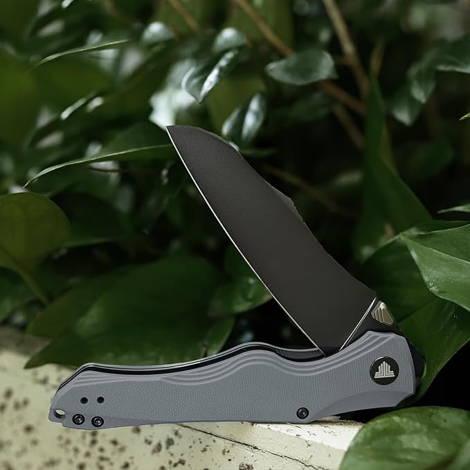 Knives, EDC Folding Knife for Men, Flipper Pocket Knife with Clip, Sharp Camping Survival Hiking Knives, G10 Handle and Ti Thumb Studï½?.89'' PVD Blackwash 14C28N Blade｜Triton-03B