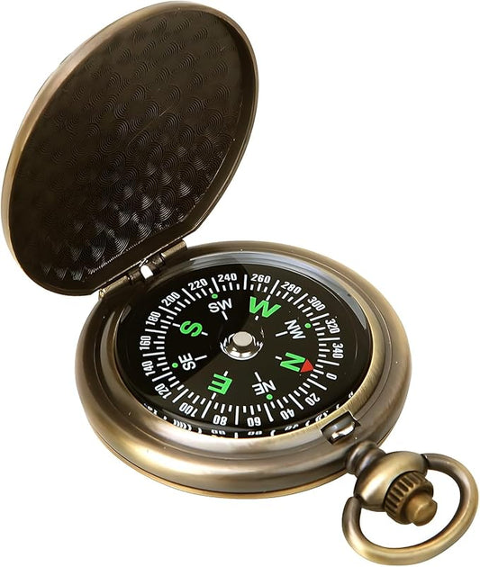 aiGear Retro Pocket Compass, Copper Alloy Compact Portable Waterproof Design for Hiking, Climbing, Camping, Collection and Gift