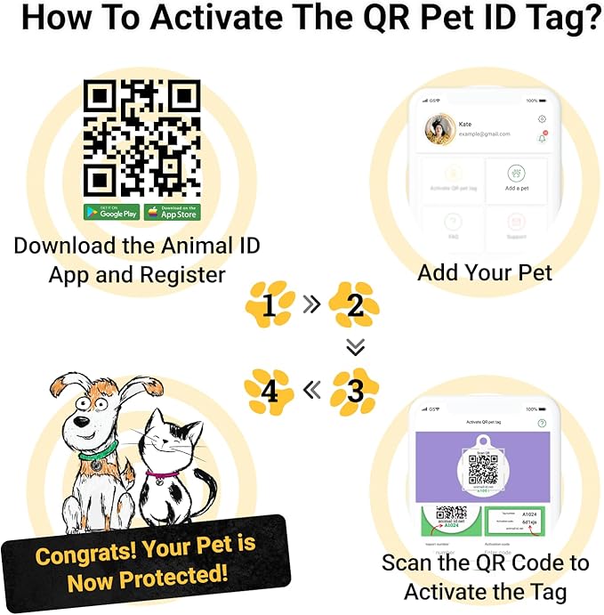 Adjustable Dog Collar with QR Code Dog Tag ID Attached - Made in USA - Honeycomb Waterproof Heavy Duty Dog Collar with Safe Lock Buckle - Odor Proof Pet Collar for Dogs with Strong Zinc D Ring