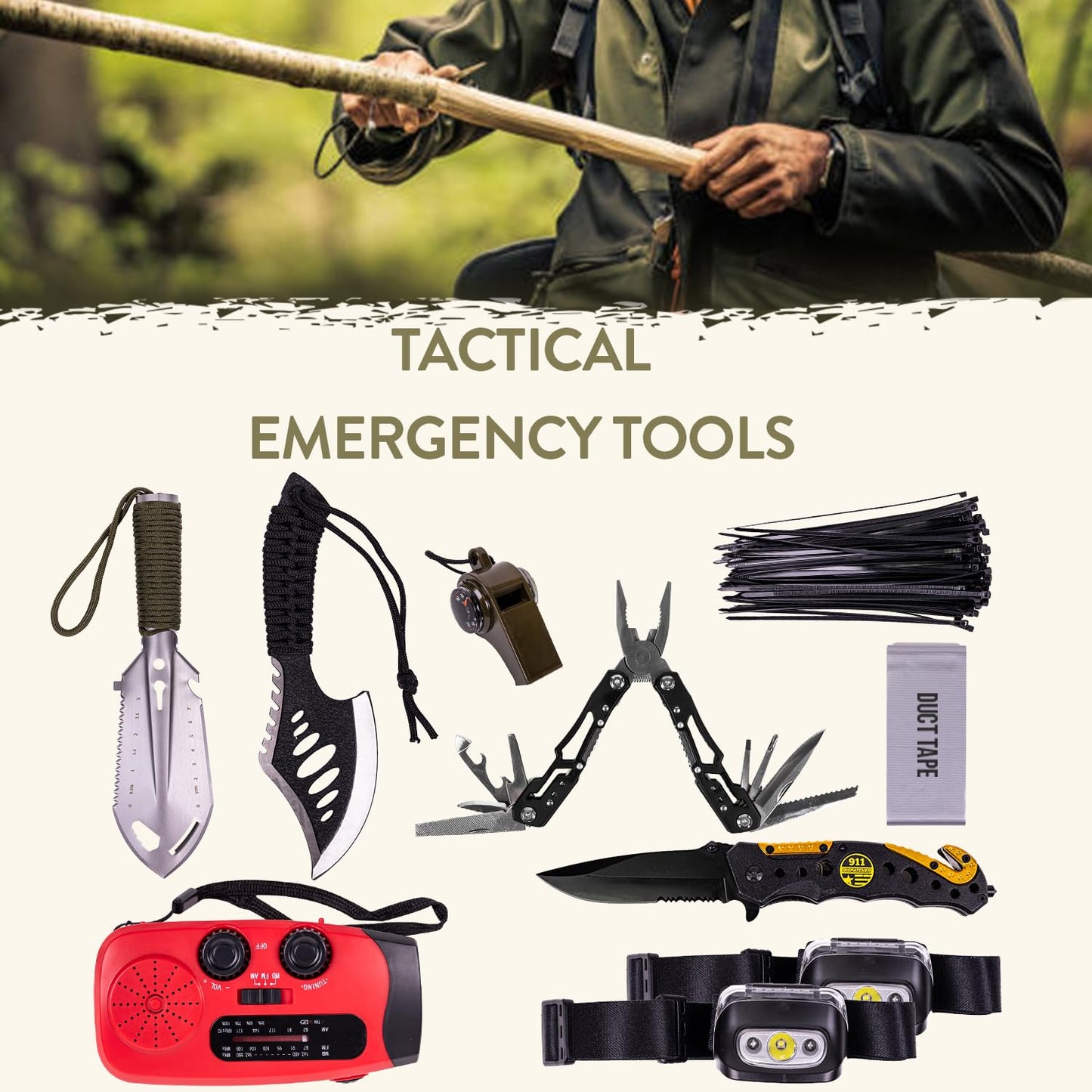 TacPreps Bug Out Bag Backpack Survival Kit, Prepper Emergency Survival Gear