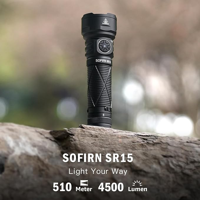 Sofirn SR15 Rechargeable Flashlight High Lumen, 4500 Lumen Super Bright Pocket Flashlight with Magnetic Base & IP68 Waterproof, Long Beam Distance EDC Flashlight for Emergency, Repair, Camping, Hiking