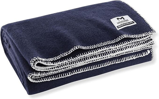 M MCGUIRE GEAR Heavy Duty Wool Blanket, Survival, Emergency, and First Aid Use – Mil-Spec, Fire Retardant, Durable Outdoor Wool Blankets for Camping. - Navy Blue, (64 x 90 inches)