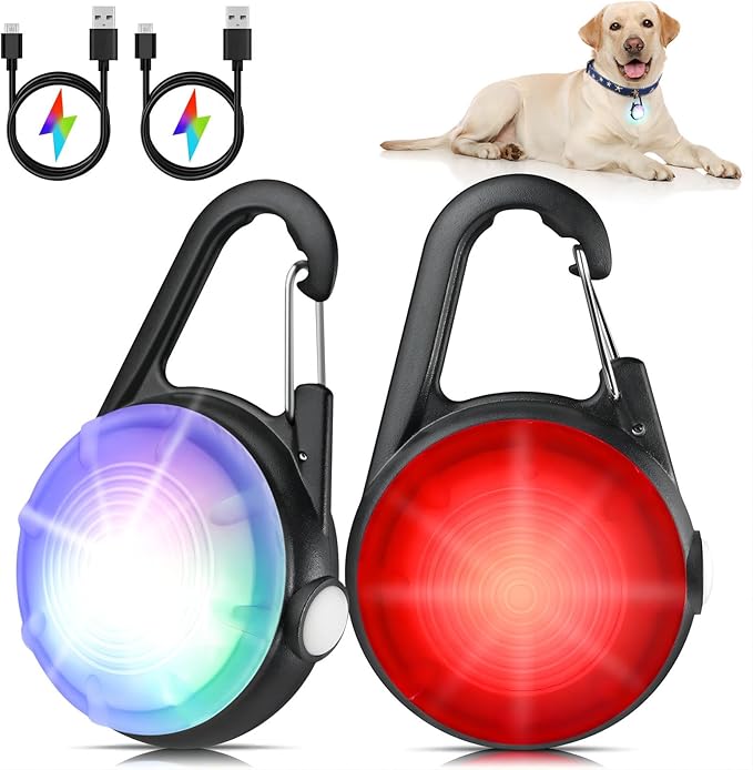 4 Modes Dog Collar Lightï¼? Packs IP68 Waterproof Dog Lights for Night Walking, USB Rechargeable Pet LED for Nighttime Clip on (Black)