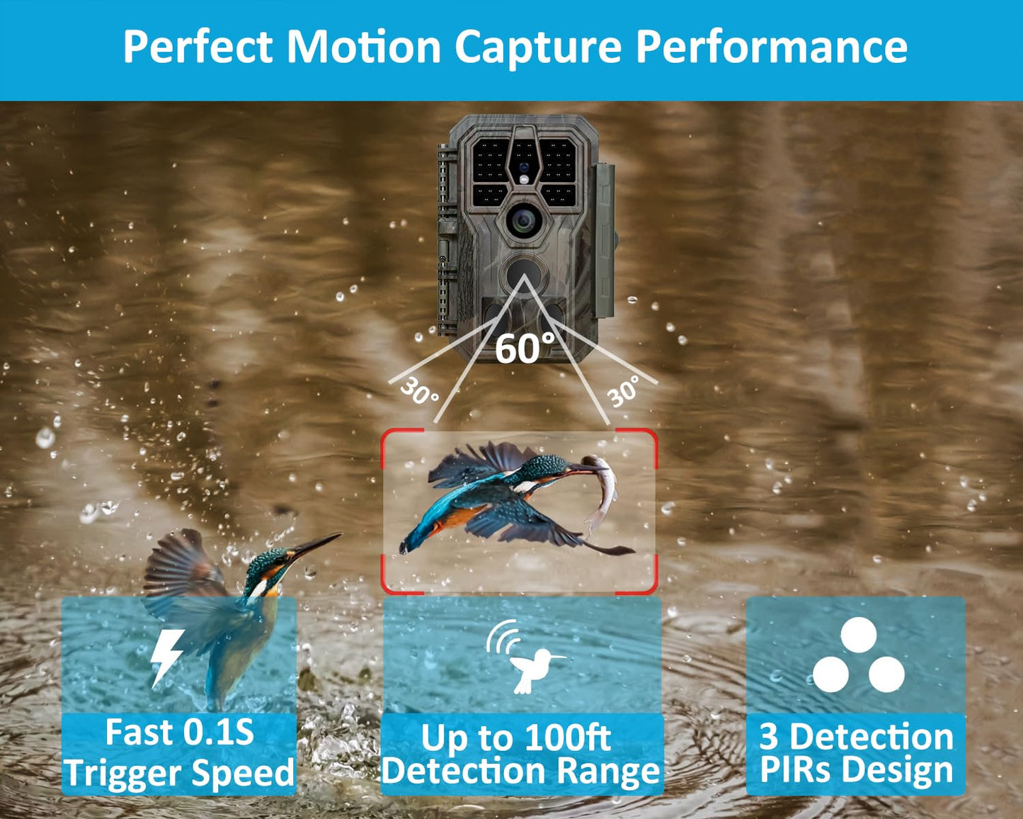 GardePro E5S 2-Pack Trail Camera (Non-Cellular, Non-WiFi), 64MP Photo & 1296P HD Video, 0.1s