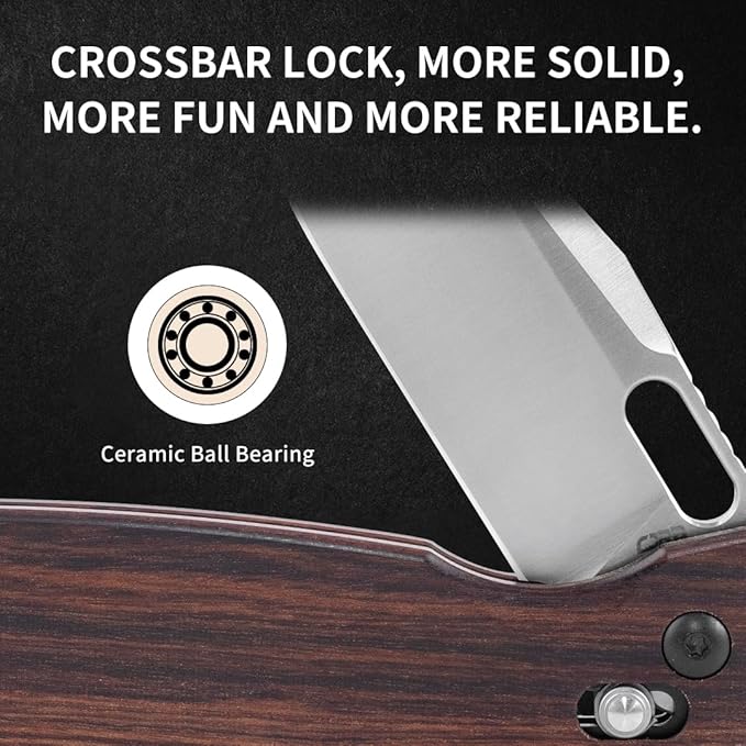 CJRB Prado Folding Pocket Knife 3.76" AR-RPM9 Sand Polish Steel Blade Rosewood Handle Crossbar Lock for Men Outdoor, Survival, Camping and EDC, J1936