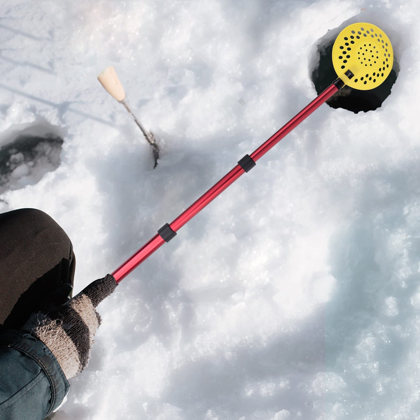 DECOHS Adjustable Ice Fishing Skimmer Scoop-Winter Ice Fishing Scooper with Long Handle-Ice Fishing