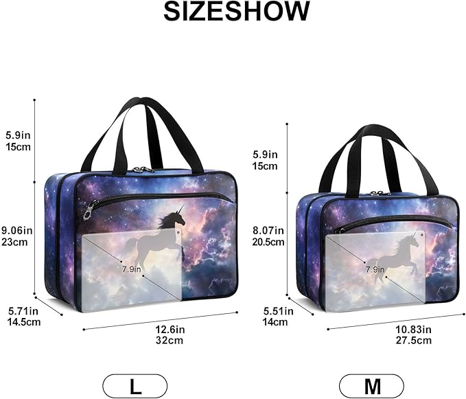 Fustylead Beautiful Unicorn Silhouette in Galaxy Nebula Cloud Large Medicine Bag Travel Pill Bottle Organizer with Zipper, Empty First Aid Bag for Camping Hiking Outdoors