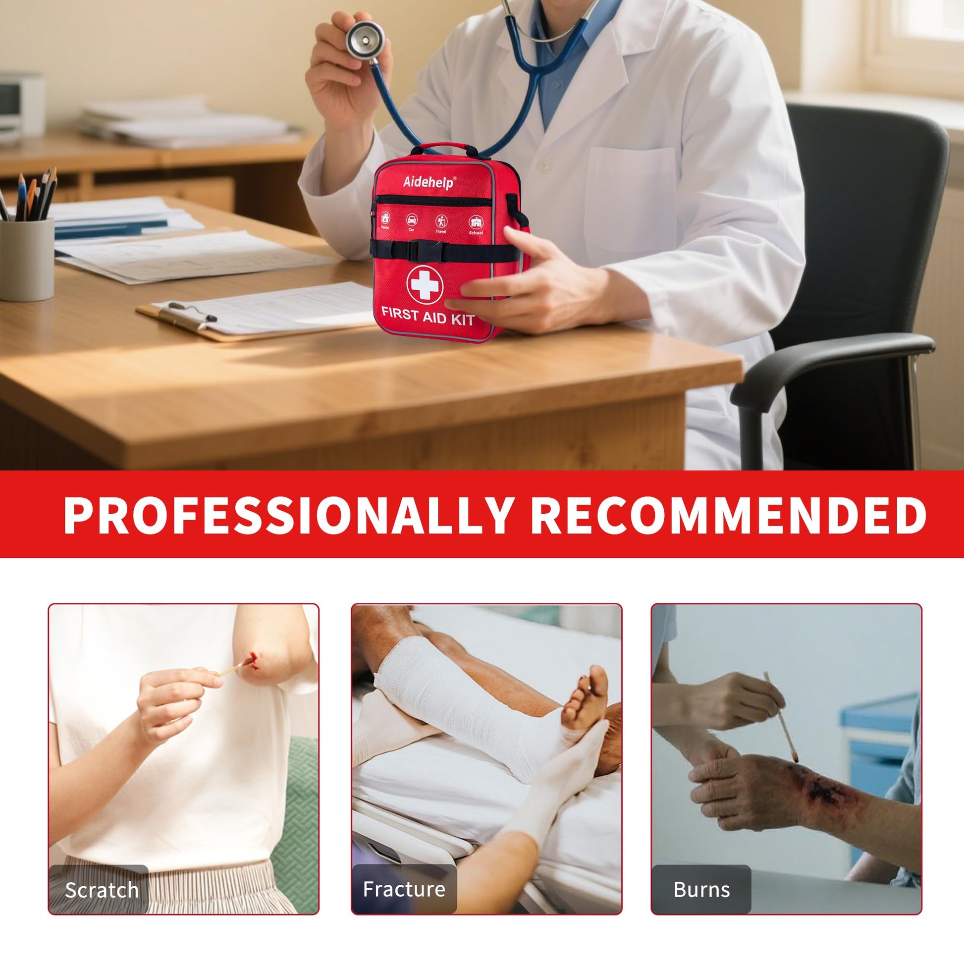 520 Pieces Premium First Aid Kit - Large Emergency Medical Kit for Survival, Car, Home, Travel