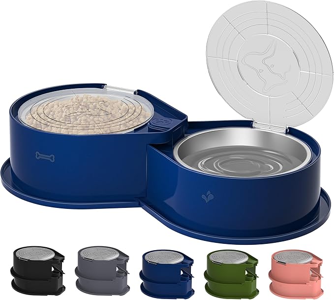 Stainless Steel Dog Bowl Set with Lids, 304 Metal Dual Food & Water Bowls for Dogs & Cats, Large Capacity Pet Feeder with Cover Keeps Food Fresh, Anti-Skid Dog Dish for Small/Medium/Large Pets