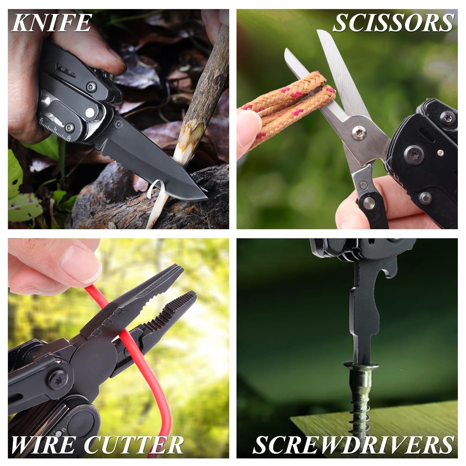 RoverTac 18-in-1 Multitool Pocket Knife with Pliers, Saw, Corkscrew & Detachable Scissors, Multi