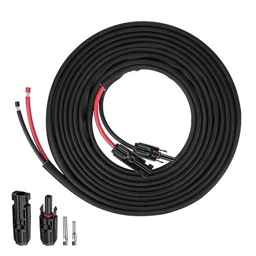 30FT 10AWG Solar Panel Extension Cable with Pair of Connectors, Solar Cable for Solar Panels, Charge Controllers and Solar Generator (10AWG, 30FT)