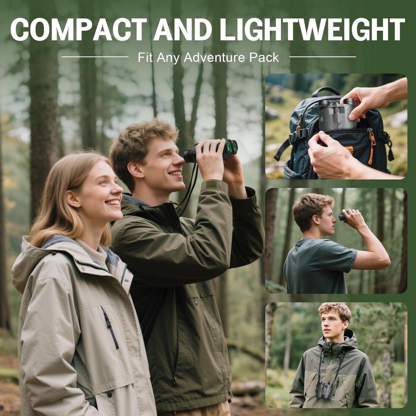 25x32 Compact Bird Watching Binoculars, High Powered for Adults Kids