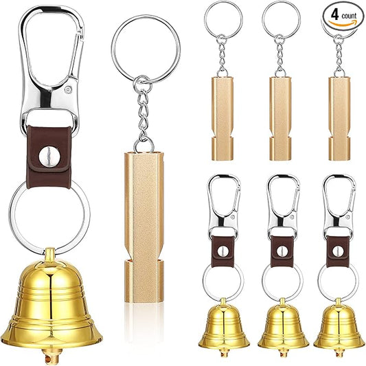 12 Pcs 1.5 Inch Loud Bear Bell with Whistle Set for Hikers Solid Brass Emergency 3 in 1 Bear Bells for Hiking Outdoor Camping Bear Protection for Survival Biking Fishing Climbing Self Defense Gear