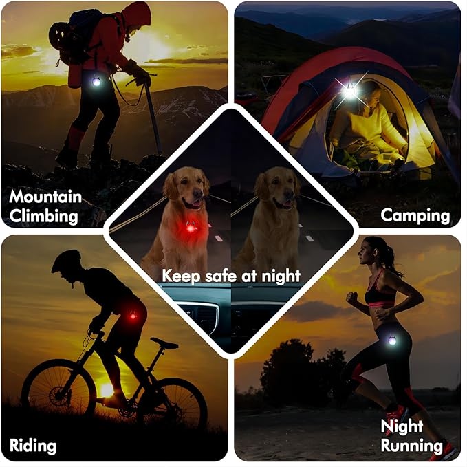 4 Modes Dog Collar Lightï¼? Packs IP68 Waterproof Dog Lights for Night Walking, USB Rechargeable Pet LED for Nighttime Clip on (Black)