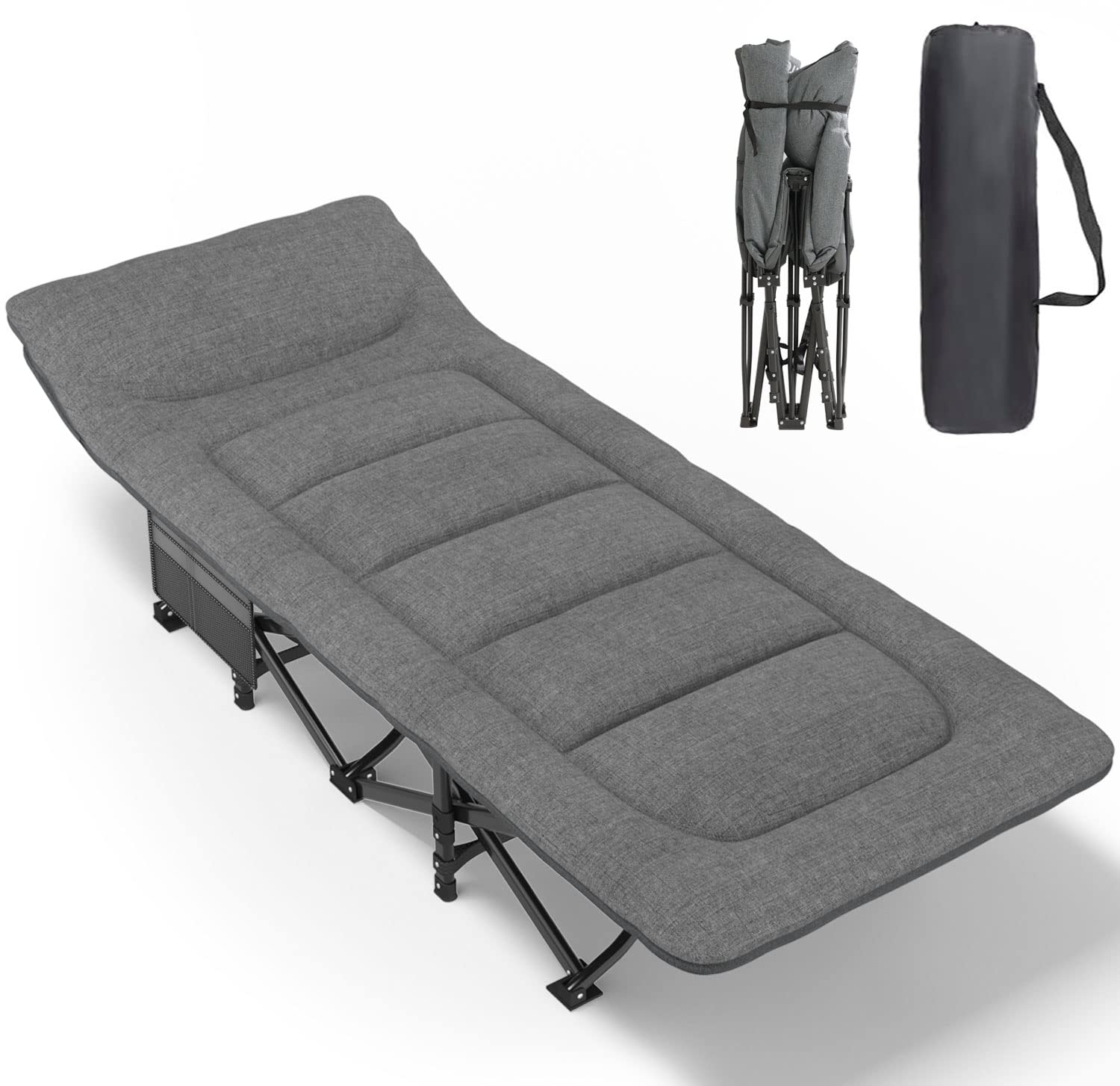 ATORPOK Folding Camping Cot for Adults with Cushion and Pillow