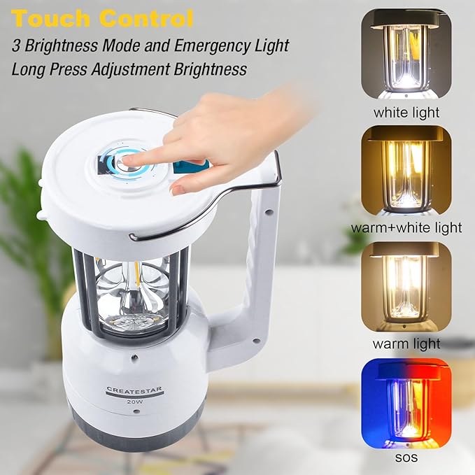 Rechargeable Battery Camping Lantern, Super Bright Flashlights Emergency, Hanging Camping Lights with 4 Modes for Hiking, Car Repair, Outdoor